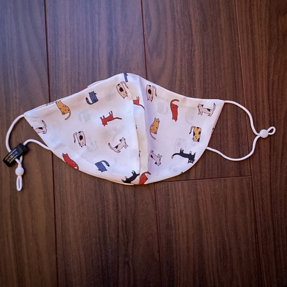 Adorable Silky Reusable Fashion Face Mask - Cats White - Picture 3 of 3
